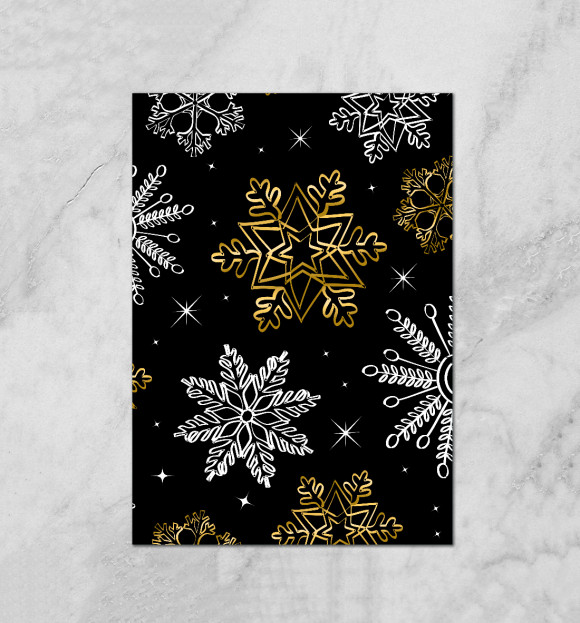 Плакат с изображением Новогодние снежинки цвета Белый