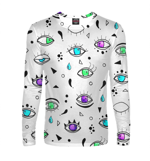 Мужской лонгслив с изображением Глаза цвета Белый