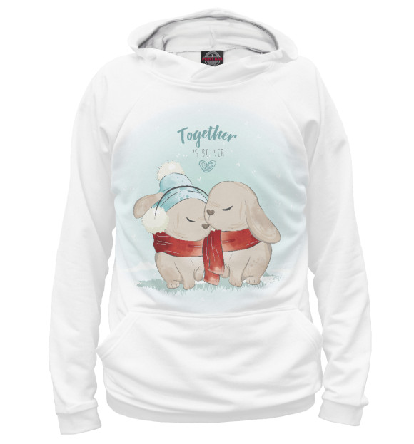 Мужское худи с изображением Together is better цвета Белый