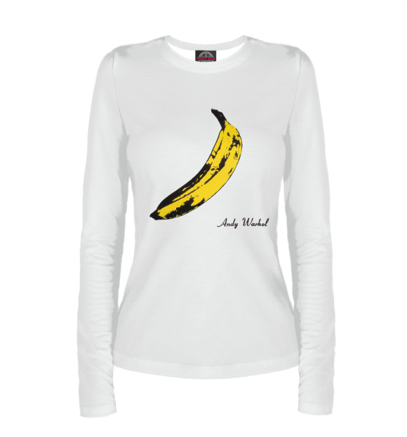 Женский лонгслив с изображением Банан Andy цвета Белый