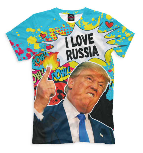 Мужская футболка с изображением Дональд Трамп цвета Молочно-белый