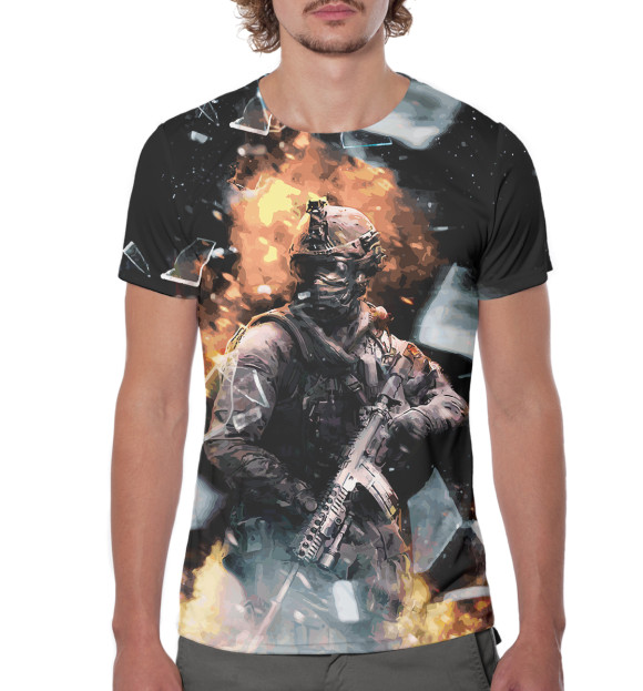 Мужская футболка с изображением Modern Warfare цвета Белый