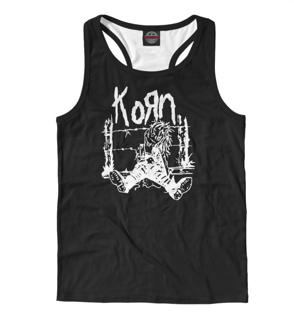 Мужская майка-борцовка с изображением Korn цвета Белый