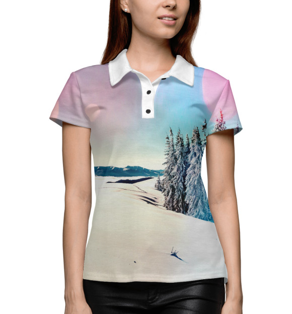 Женское поло с изображением Блики света цвета Белый