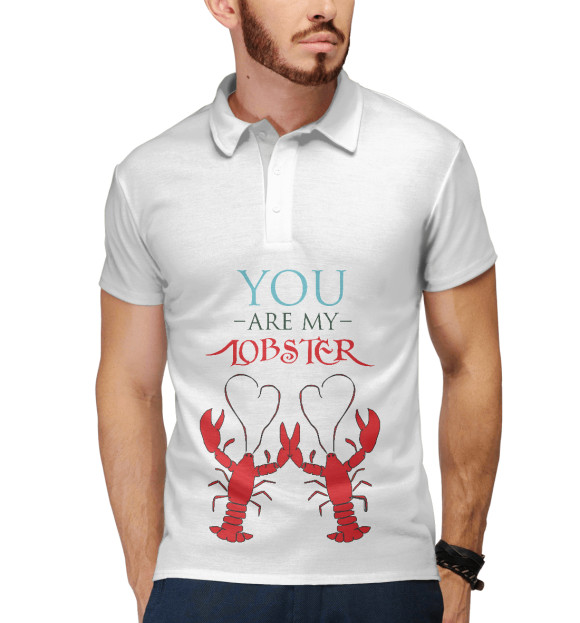 Мужское поло с изображением You are my lobster цвета Белый