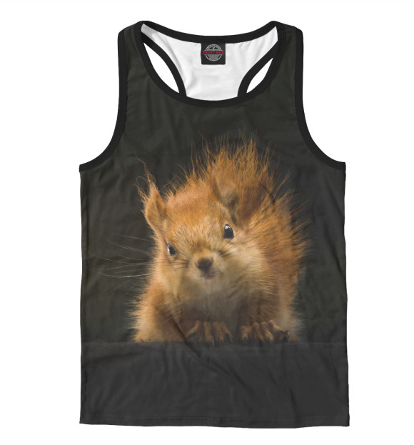 Мужская майка-борцовка с притом Белка цвета Белый Мужская майка-борцовка с изображением Белка цвета Белый