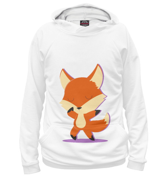 Мужское худи с изображением FOX dabbing цвета Белый