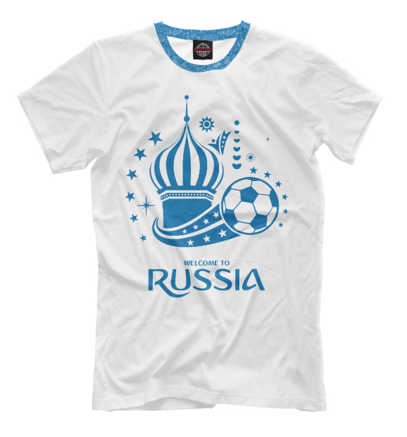 Мужская футболка с изображением Футбол России цвета Молочно-белый