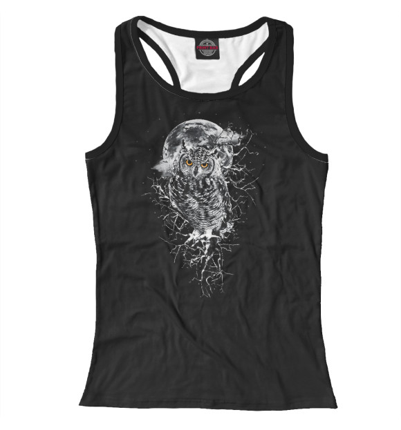 Женская майка-борцовка с изображением Сова цвета Белый