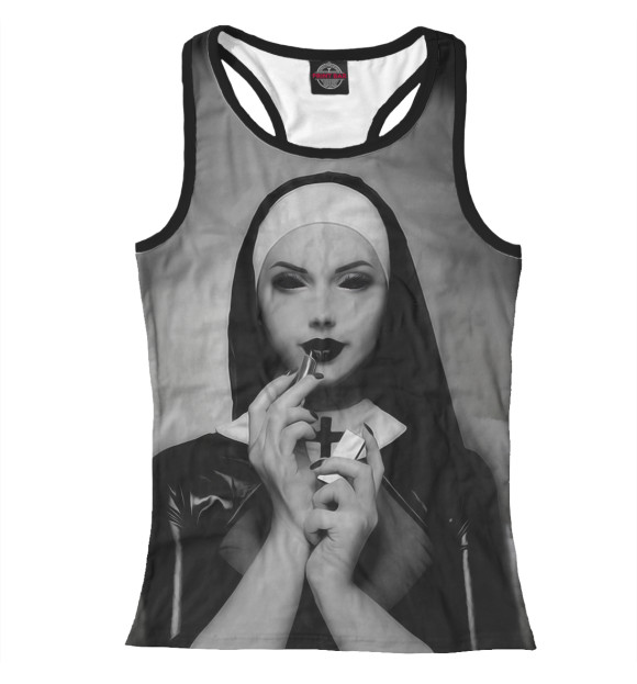 Женская майка-борцовка с изображением NUN цвета Белый