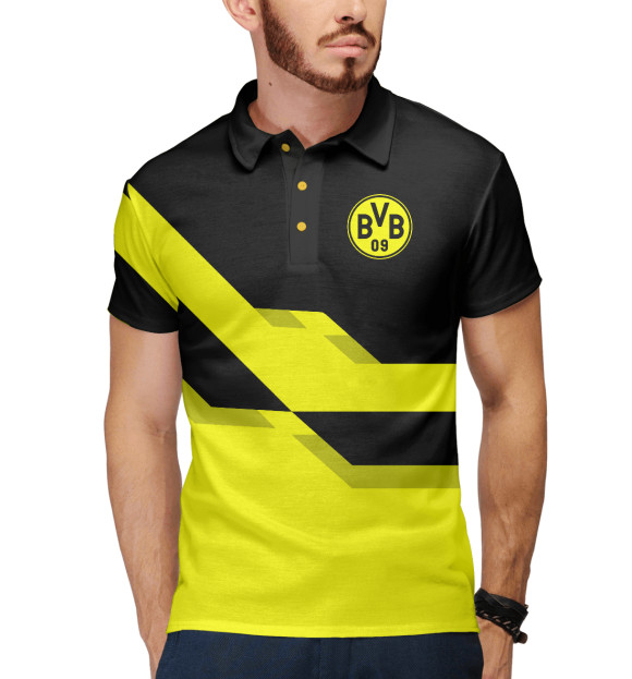 Мужское поло с изображением Borussia Dortmund цвета Белый