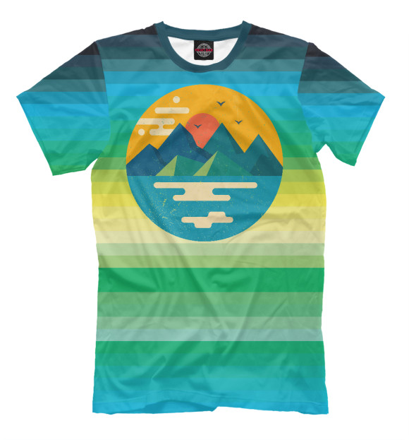 Мужская футболка с изображением Mountains Colors цвета Грязно-голубой