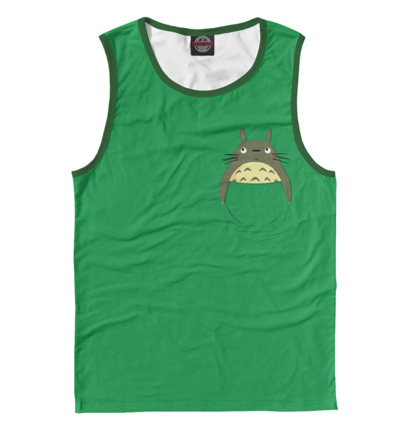 Мужская майка с притом Тоторо в кармане цвета Белый Мужская майка с изображением Тоторо в кармане цвета Белый