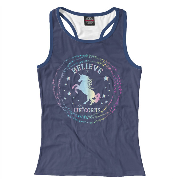 Женская майка-борцовка с изображением Единорог цвета Белый