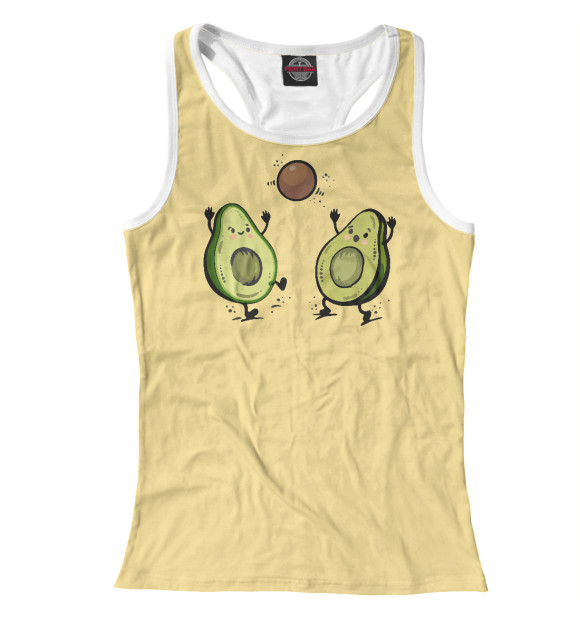 Женская майка-борцовка с изображением С авокадо мультяшками цвета Белый