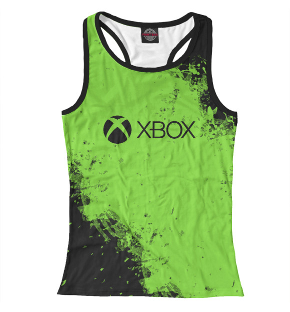 Женская майка-борцовка с притом XBOX +game studio (краски) цвета Белый Женская майка-борцовка с изображением XBOX +game studio (краски) цвета Белый