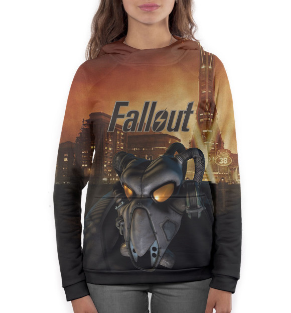 Женское худи с изображением Fallout цвета Белый