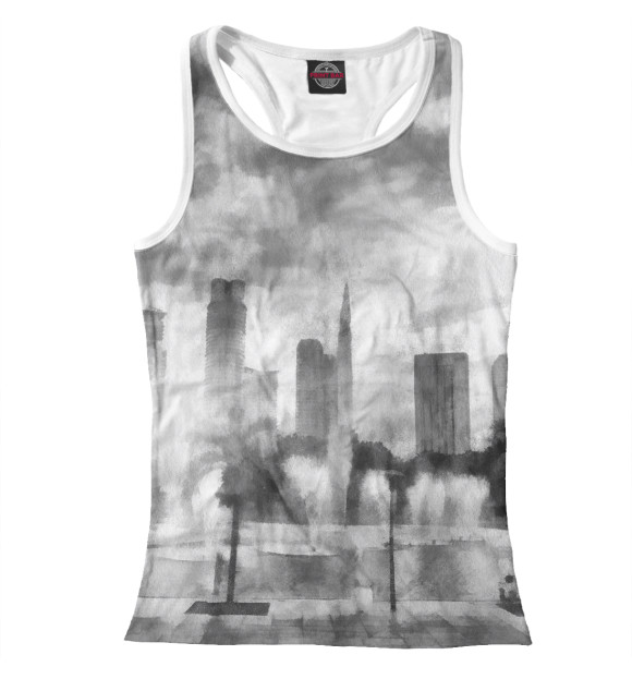 Женская майка-борцовка с изображением Серый город цвета Белый