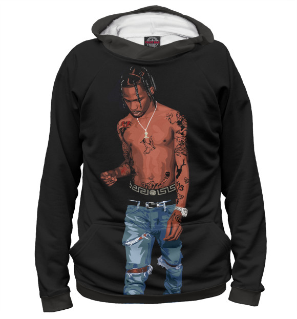 Женское худи с изображением Travis Scott цвета Белый