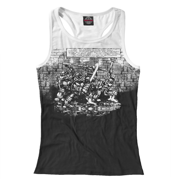 Женская майка-борцовка с притом Черепашки ниндзя комикс цвета Белый Женская майка-борцовка с изображением Черепашки ниндзя комикс цвета Белый