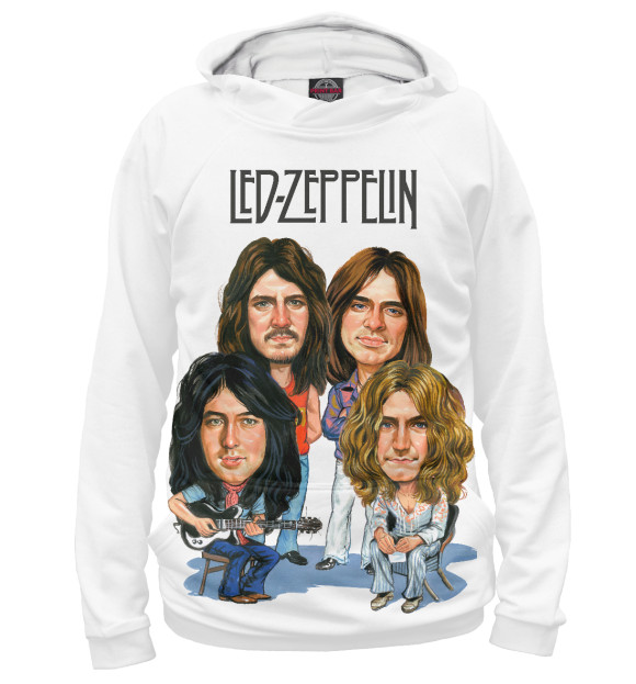 Мужское худи с изображением Led Zeppelin цвета Белый