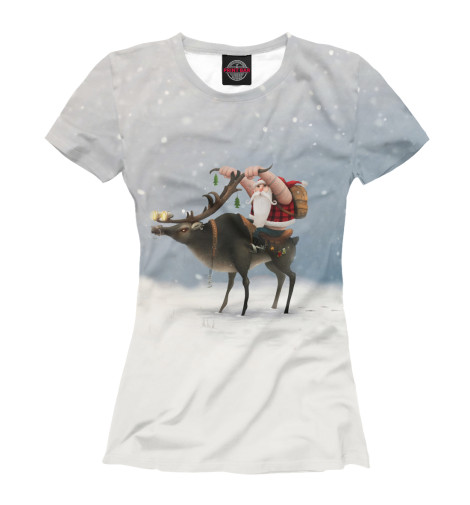 

Футболки Print Bar, Белый, Дед Мороз-байкер