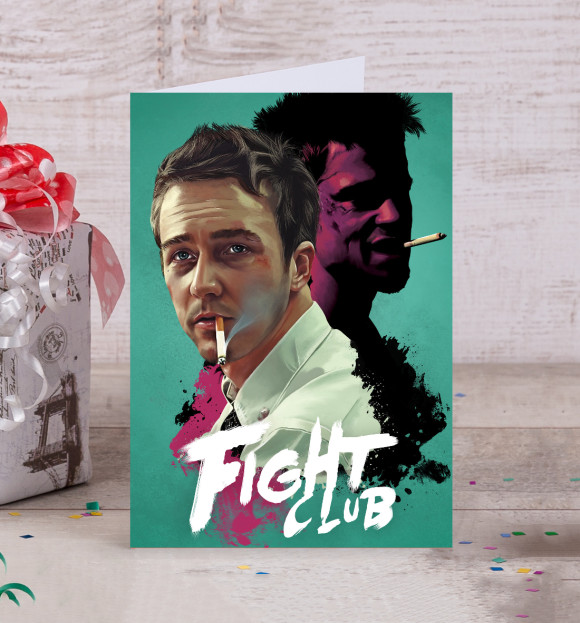 Открытка с изображением Бойцовский Клуб цвета Белый