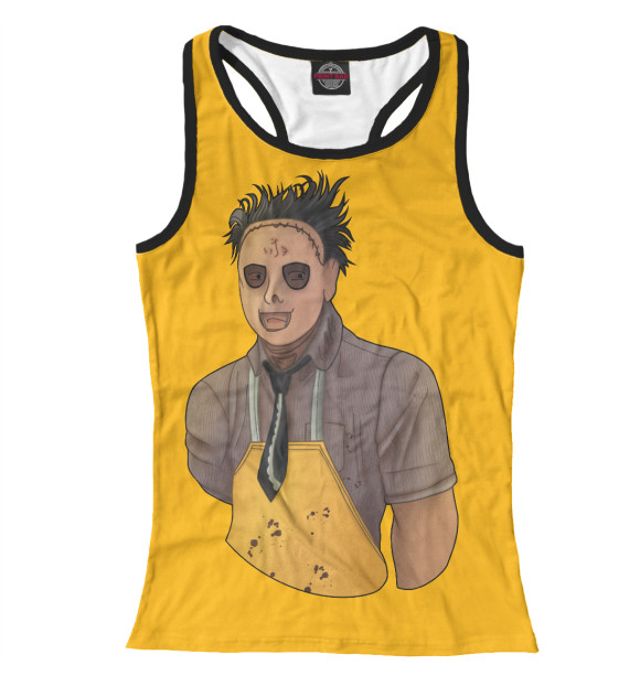 Женская майка-борцовка с притом Кожаное лицо цвета Белый Женская майка-борцовка с изображением Кожаное лицо цвета Белый