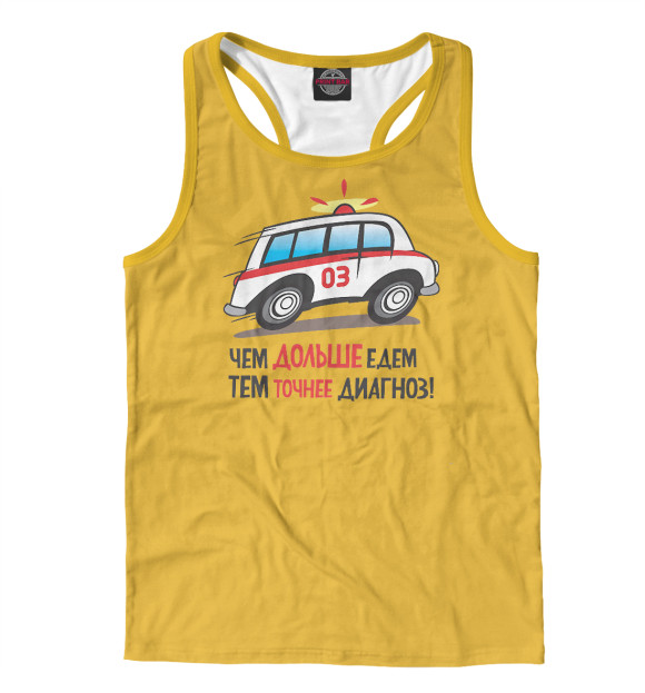 Мужская майка-борцовка с изображением 03 цвета Белый