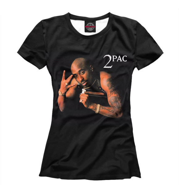 Женская футболка с изображением Тупак Шакур цвета Белый