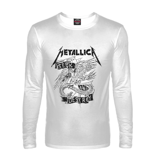 Мужской лонгслив с изображением Metallica цвета Белый