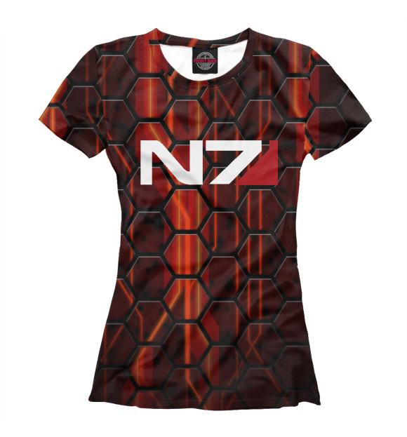 Футболка для девочек с изображением Mass Effect N7 цвета Белый