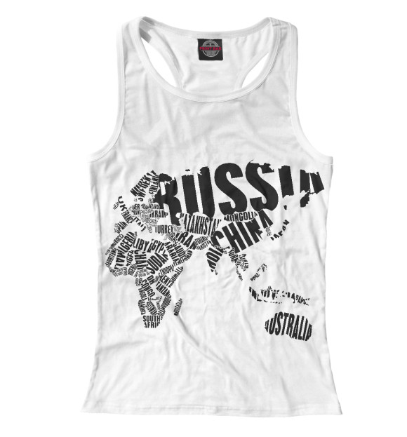 Женская майка-борцовка с изображением Страны и мир цвета Белый