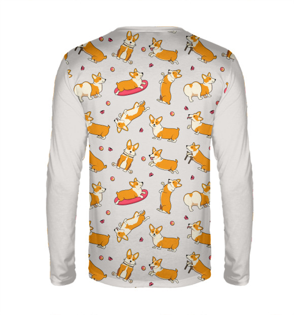 Мужской лонгслив с изображением Funny corgi цвета Белый