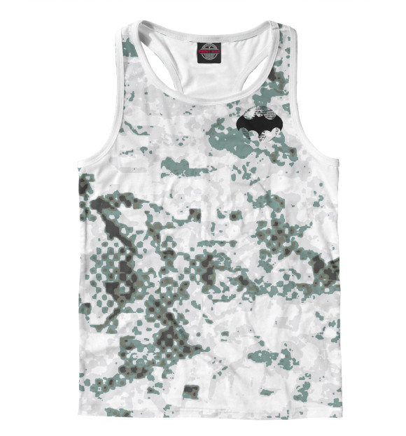 Мужская майка-борцовка с изображением Зимний камуфляж. Разведка цвета Белый