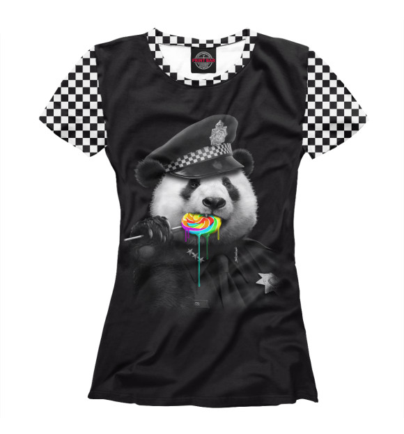 Женская футболка с изображением Panda Cop цвета Белый
