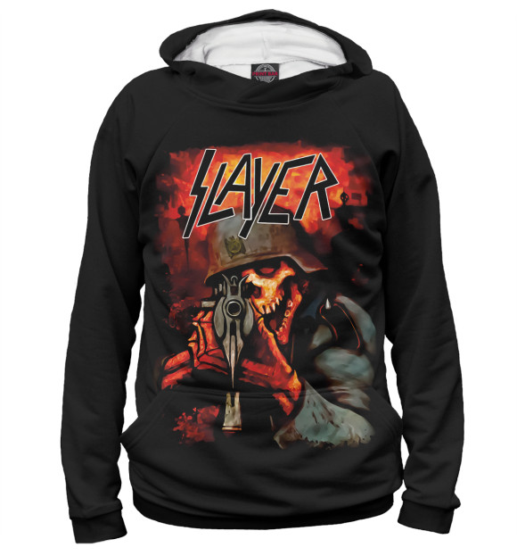 Мужское худи с изображением Slayer цвета Белый