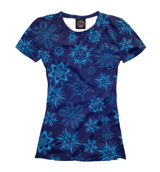 Женская футболка Синие снежинки