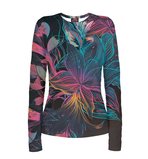 Женский лонгслив с изображением Цветы цвета Белый