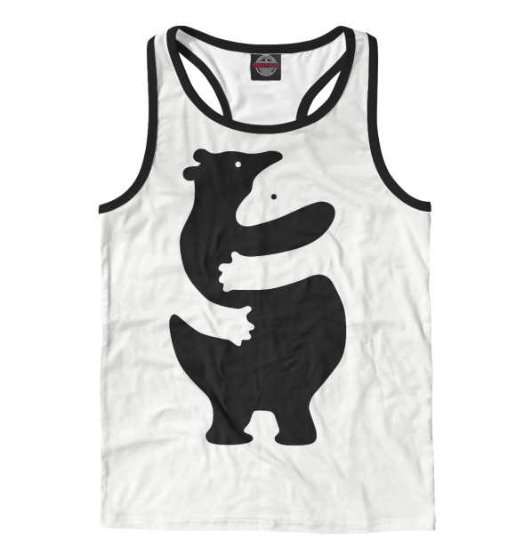 Мужская майка-борцовка с изображением Обнимающиеся медведи цвета Белый