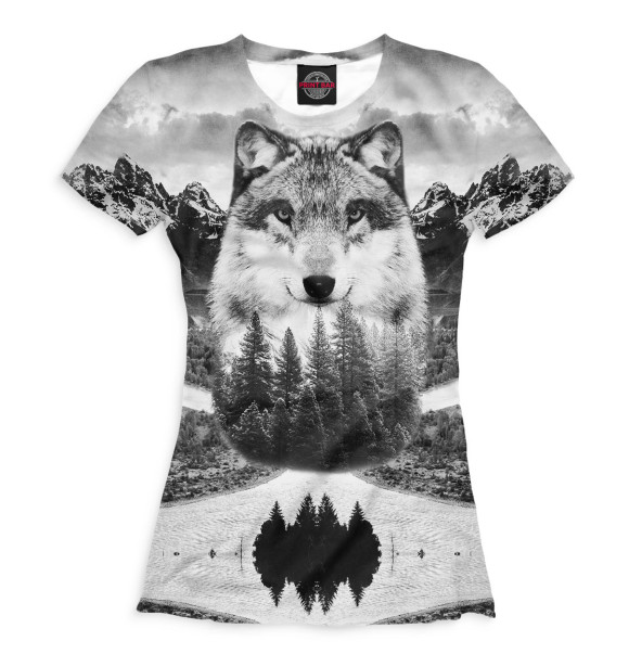 Футболка для девочек с изображением Волк цвета Белый
