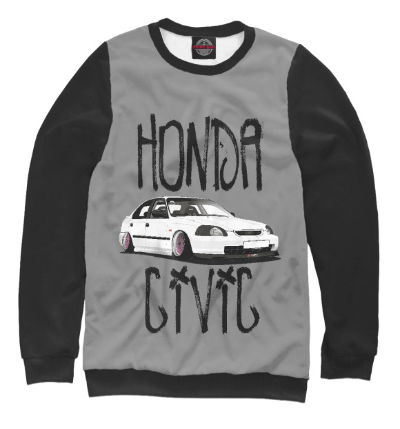 Мужской свитшот с изображением Honda Civic цвета Белый
