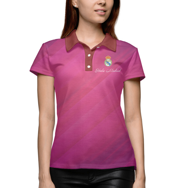 Женское поло с изображением Hala Madrid цвета Белый