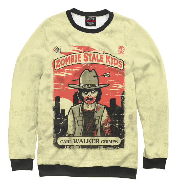 Мужской свитшот с изображением Carl Grimes Walker цвета Белый