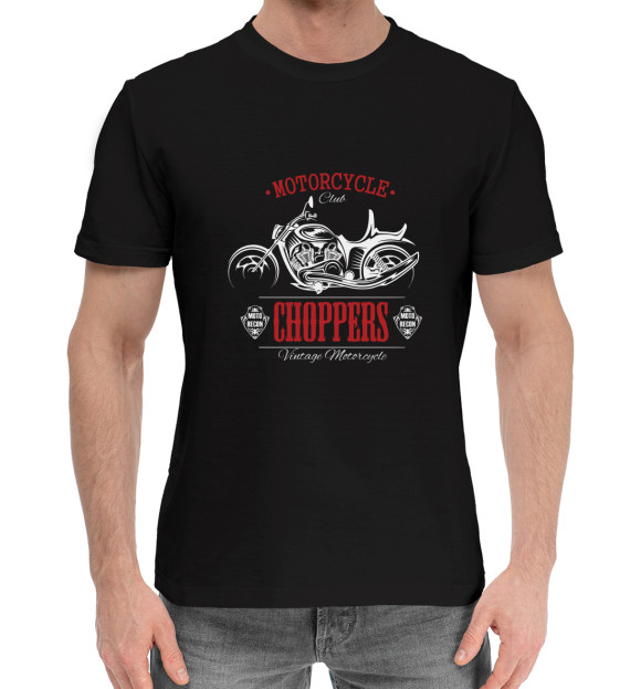 Мужская хлопковая футболка с изображением CHOPPERS цвета Черный