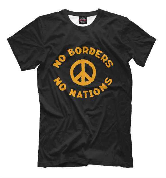 Мужская футболка с изображением No borders No nations цвета Черный