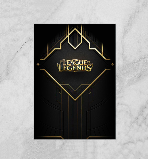 Плакат с изображением League of Legends золотой ромб цвета Белый
