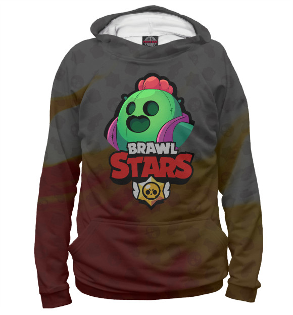 Мужское худи с изображением Brawl Stars: Spike цвета Белый