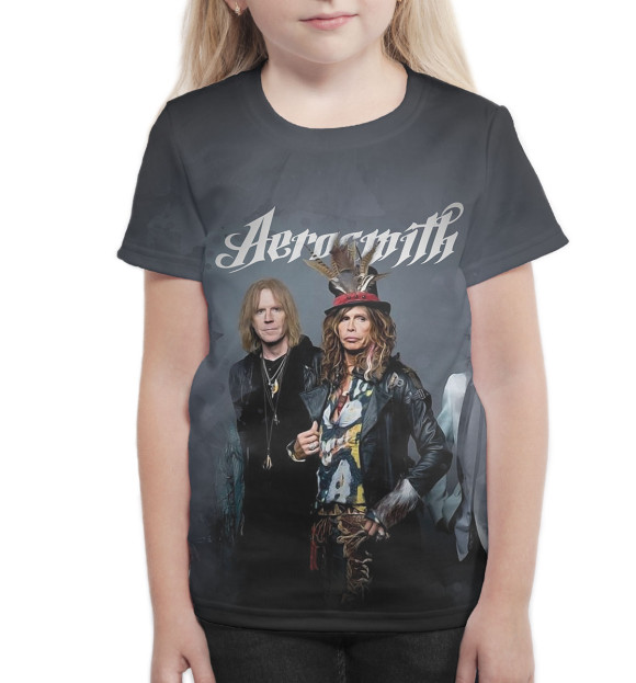 Футболка для девочек с изображением Aerosmith цвета Белый