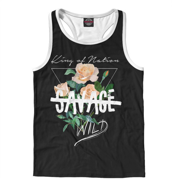 Мужская майка-борцовка с изображением King of Nation цвета Белый